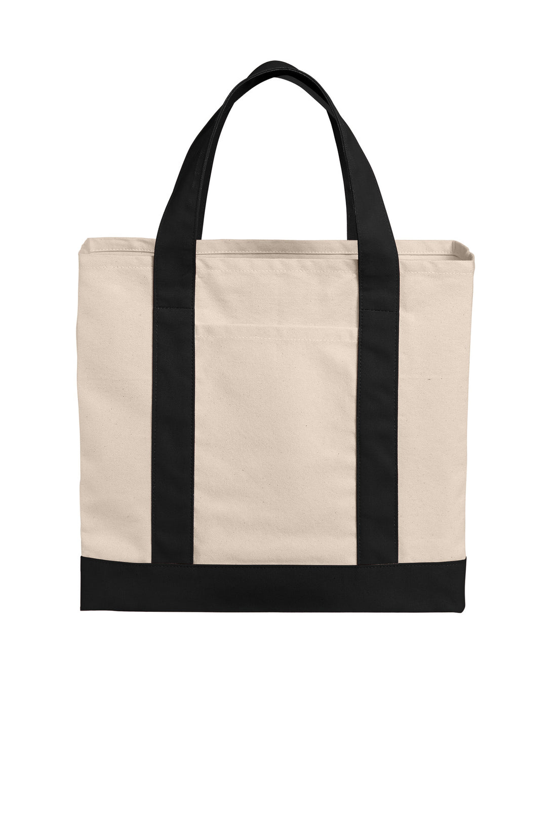 Port Authority® Cotton Canvas Two-Tone Tote BG429 - Natural/ Deep Black - OSFA