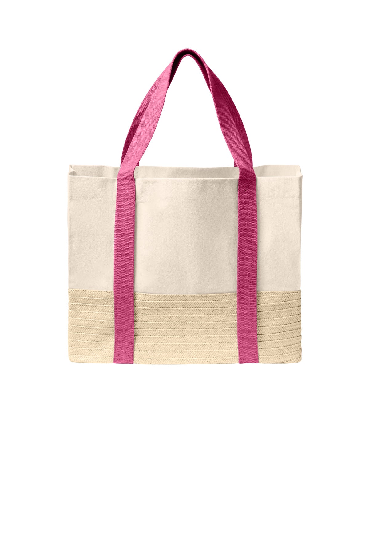 Port Authority® Straw Market Tote BG450 - Awareness Pink - OSFA