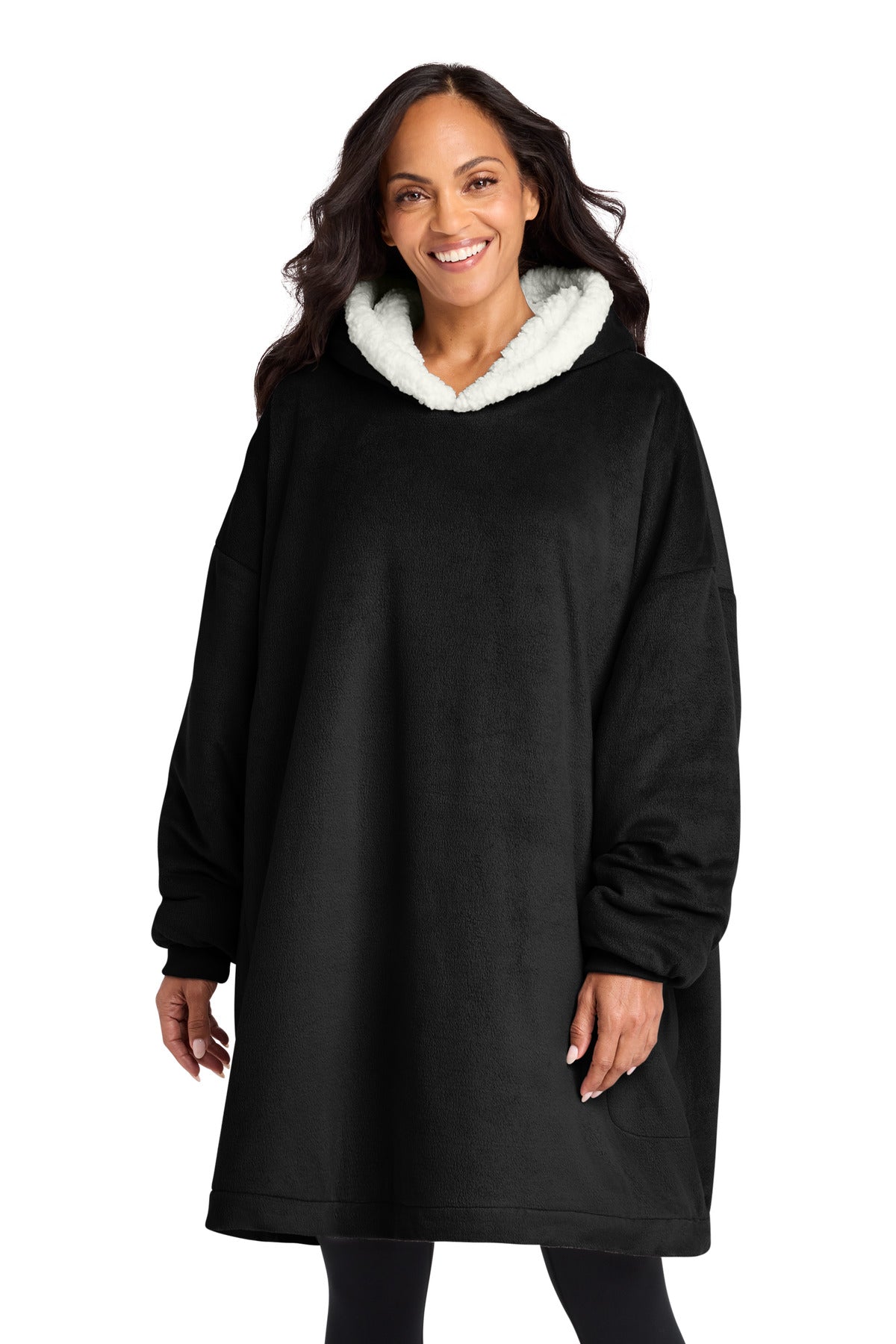 Port Authority® Mountain Lodge Wearable Blanket BP41 - Black - OSFA