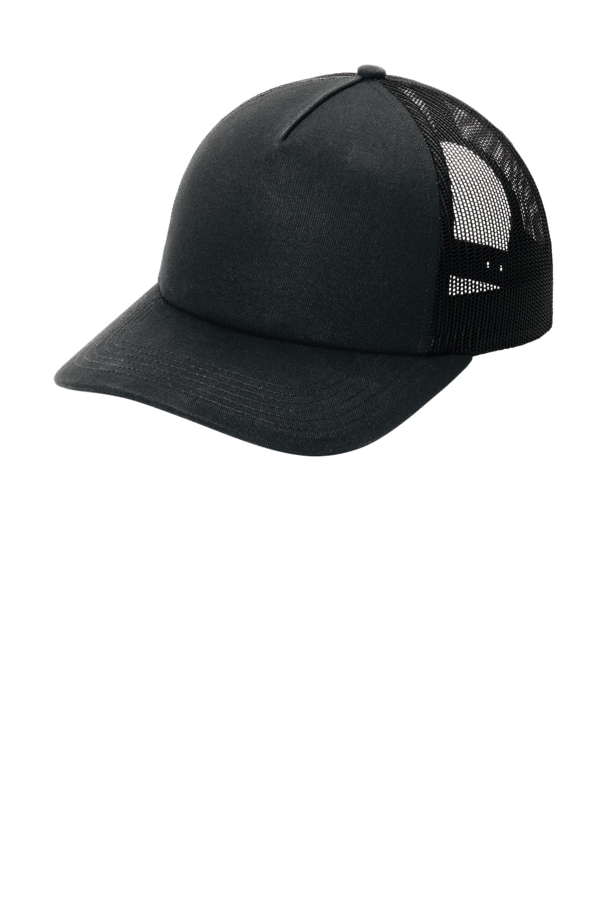 Port Authority® Low-Profile Snapback 5-Panel Trucker Cap C405LP - Black/ Black - OSFA