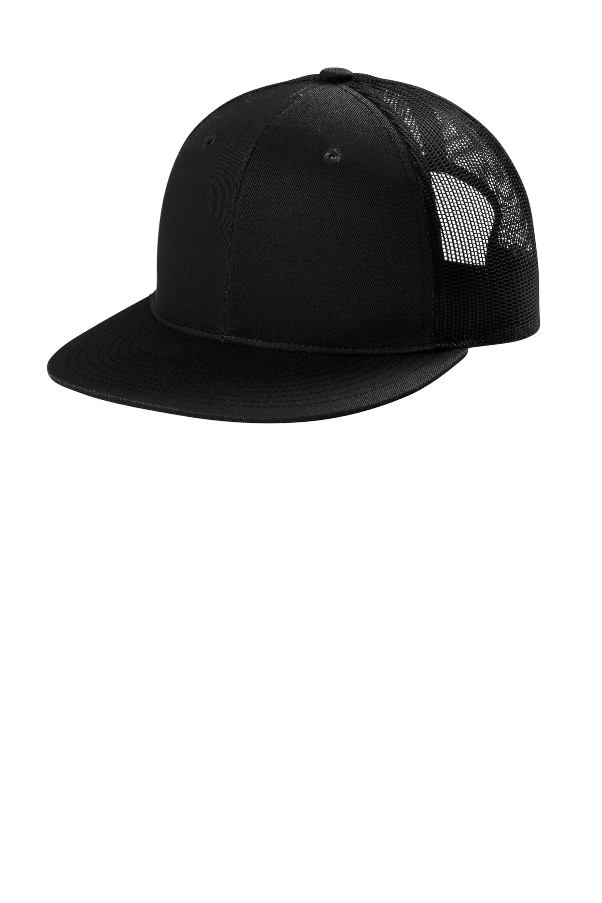 Port Authority® Snapback Flat Bill Trucker Cap C407 - Black - OSFA