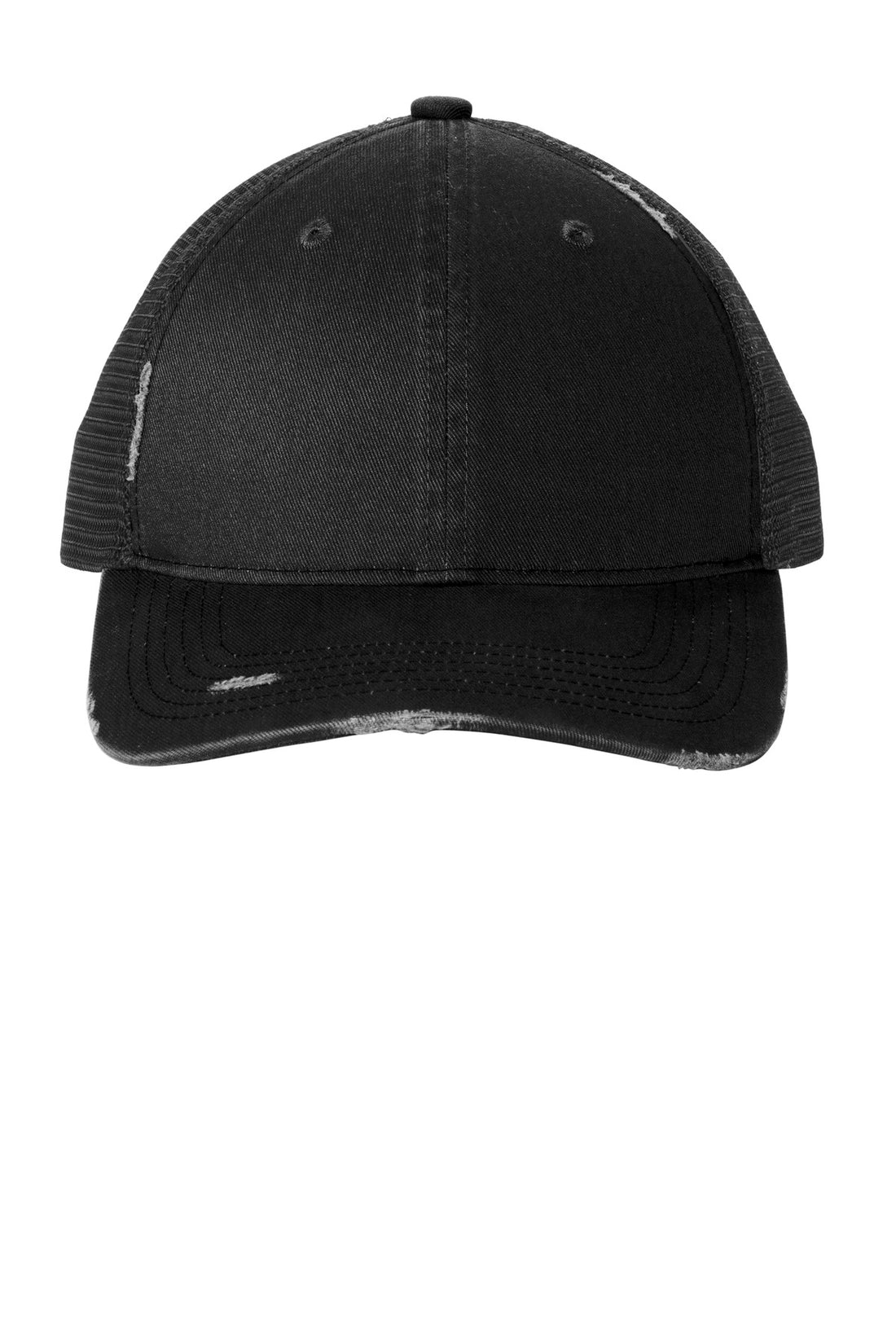Port Authority® Distressed Mesh Back Cap C600 - Black/ Black - OSFA