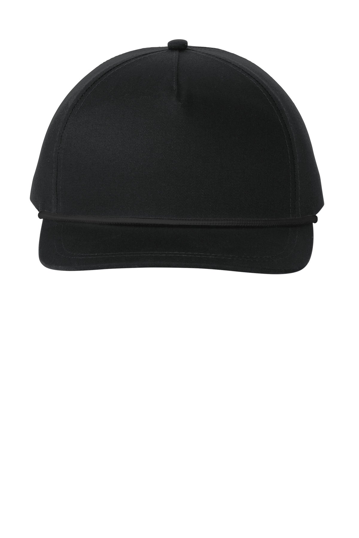 Port Authority® Snapback Five-Panel Rope Cap C962 - Black/ Black - OSFA