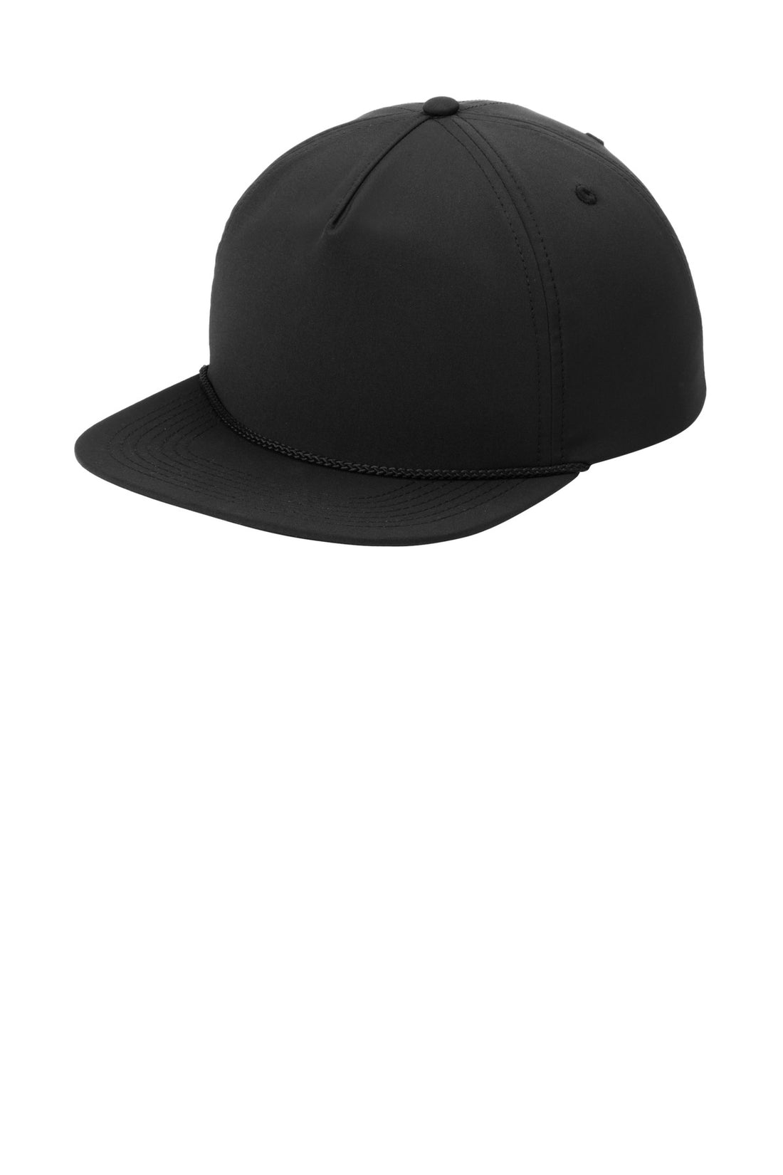 Port Authority® 5-Panel Poly Rope Cap C981 - Black/ Black - OSFA