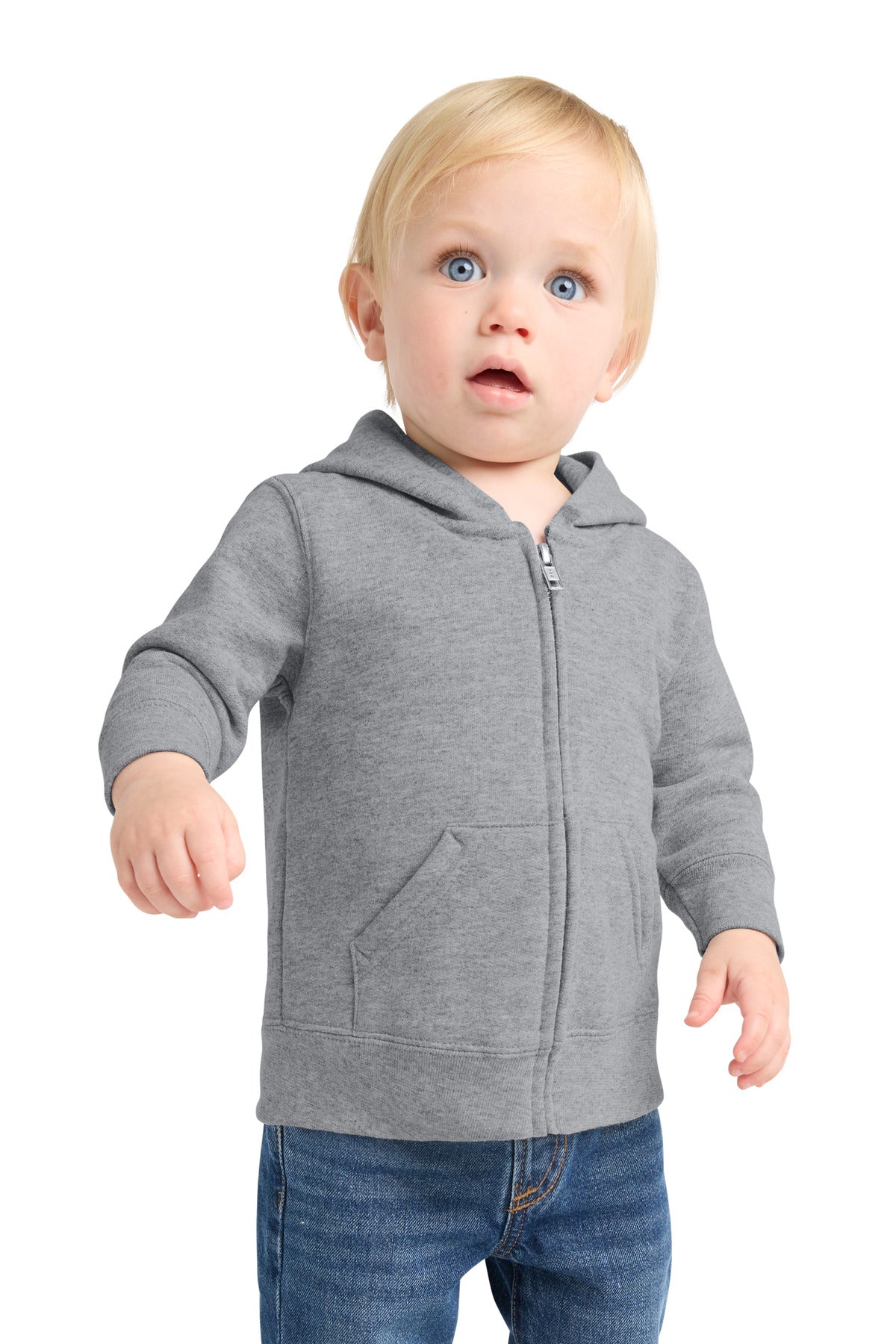 Port & Co® Infant Core Fleece Full-Zip Hooded Sweatshirt. CAR78IZH - Athletic Heather - 06M