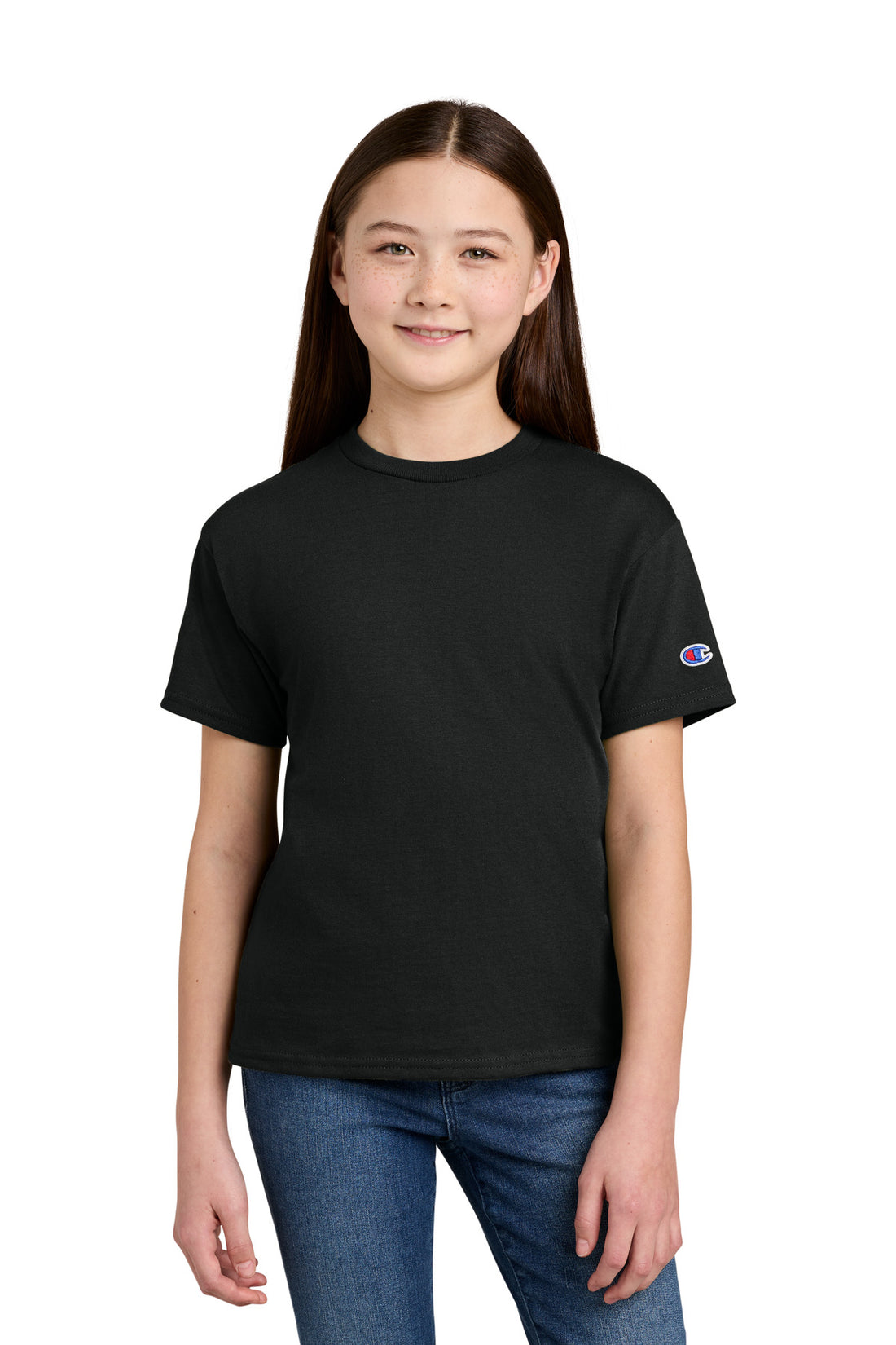 Champion® Youth Jersey Short Sleeve Tee CH1081 - Black - L
