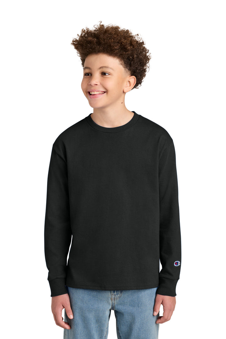 Champion® Youth Jersey Long Sleeve Tee CH1751 - Black - L