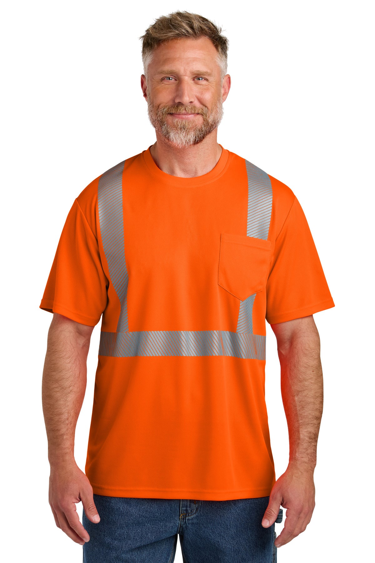 CornerStone® ANSI 107 Class 2 Segmented Tape Tee CS204 - Safety Orange - 2XL