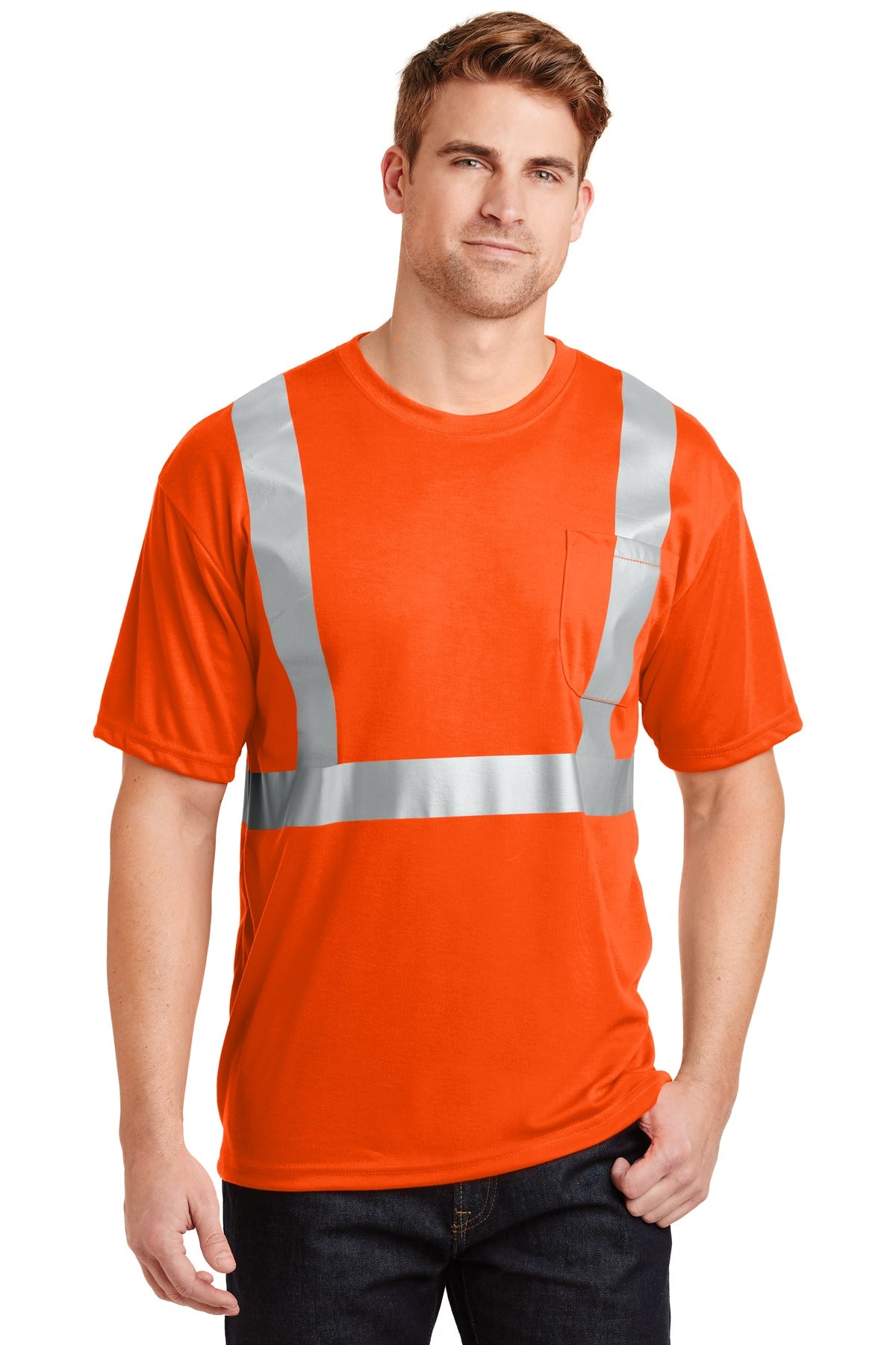 CornerStone® - ANSI 107 Class 2 Safety T-Shirt.  CS401 - Safety Orange/ Reflective - 2XL
