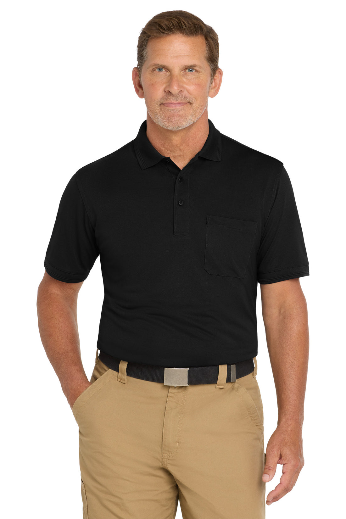 CornerStone ® Industrial Snag-Proof Pique Pocket Polo. CS4020P - Black - 2XL