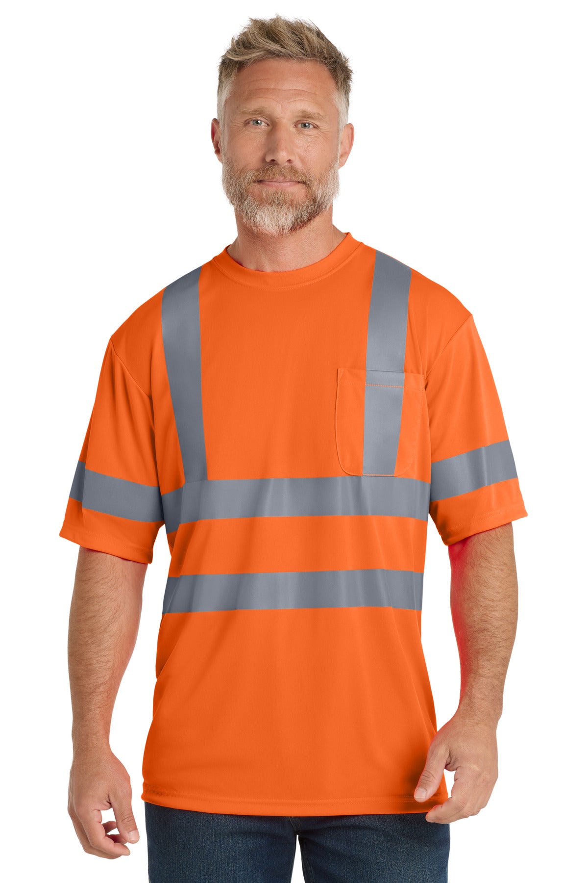 CornerStone® - ANSI 107 Class 3 Short Sleeve Snag-Resistant Reflective T-Shirt. CS408 - Safety Orange - 2XL