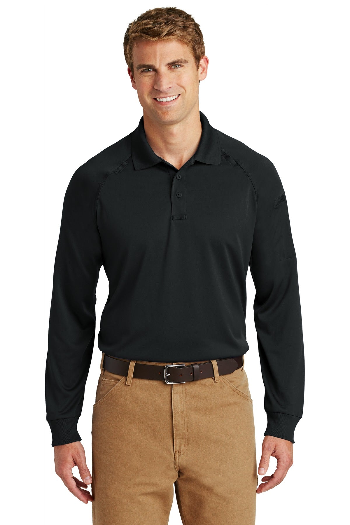 CornerStone® - Select Long Sleeve Snag-Proof Tactical Polo. CS410LS - Black - 2XL