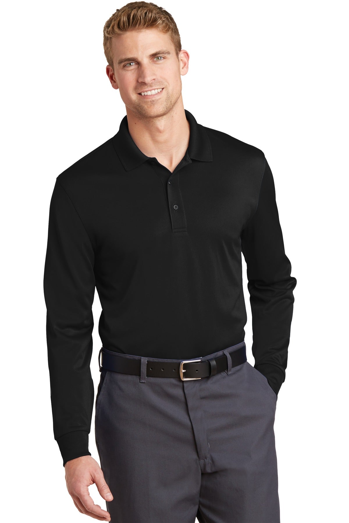 CornerStone® Select Snag-Proof Long Sleeve Polo. CS412LS - Black - 2XL