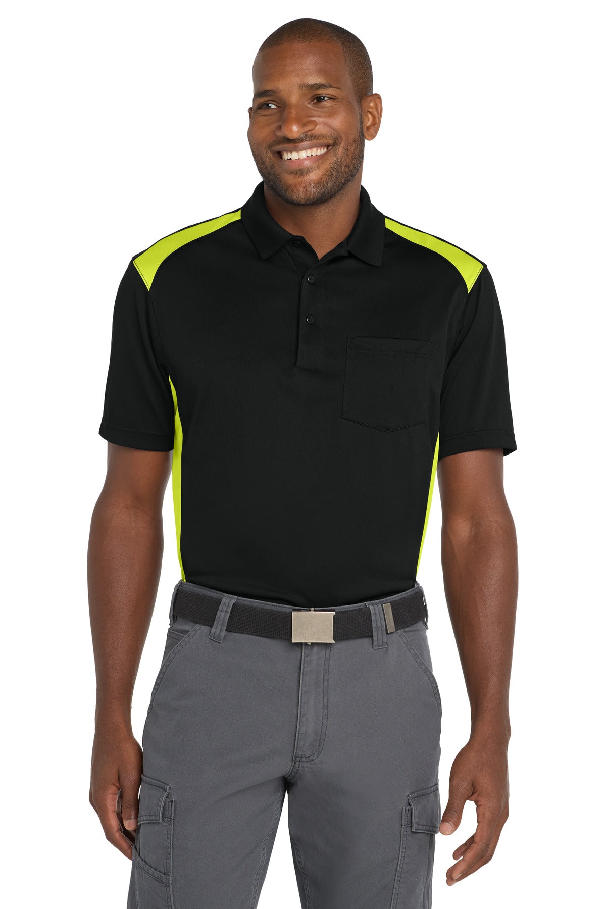 CornerStone® Select Snag-Proof Two Way Colorblock Pocket Polo. CS416