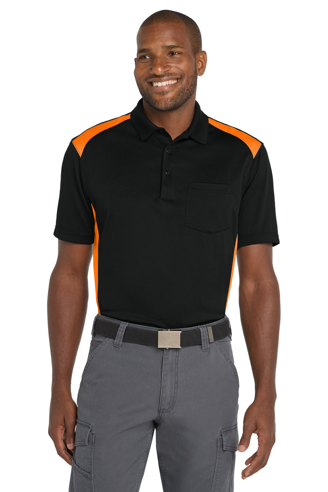 CornerStone® Select Snag-Proof Two Way Colorblock Pocket Polo. CS416