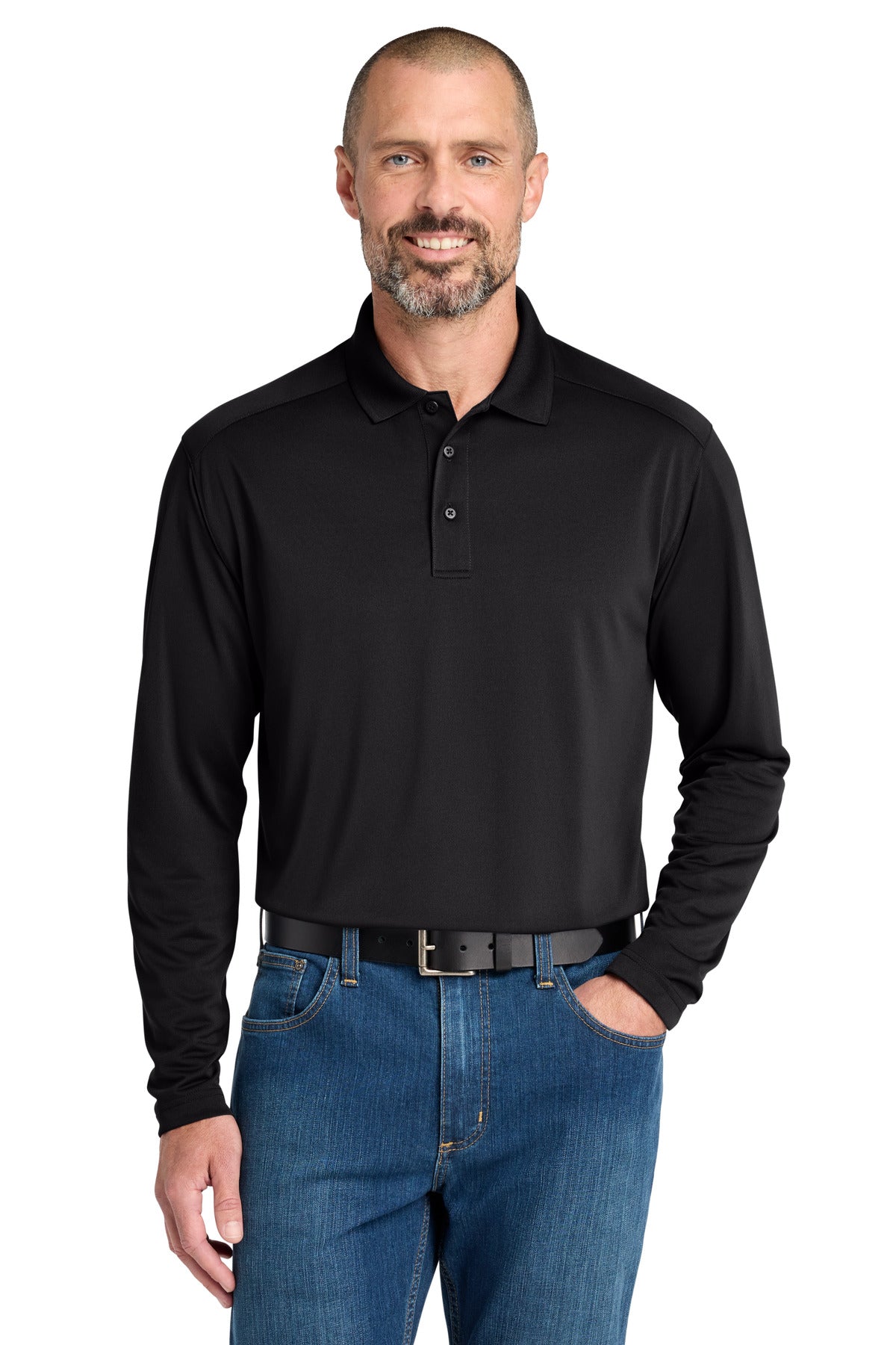 CornerStone® Select Lightweight Snag-Proof Long Sleeve Polo CS418LS - Black - 2XL