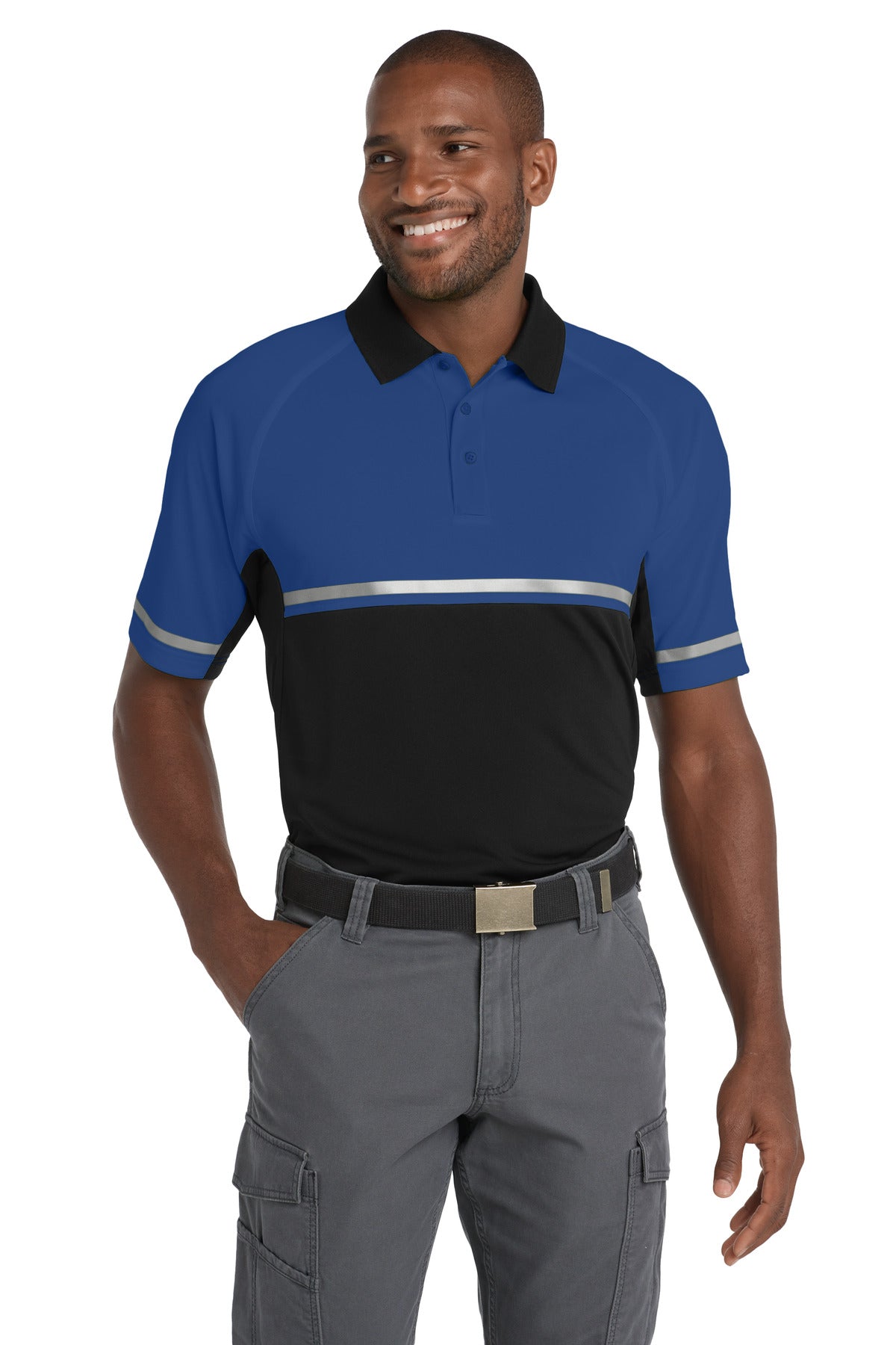 CornerStone ® Select Lightweight Snag-Proof Enhanced Visibility Polo CS423 - Royal/ Black - 2XL