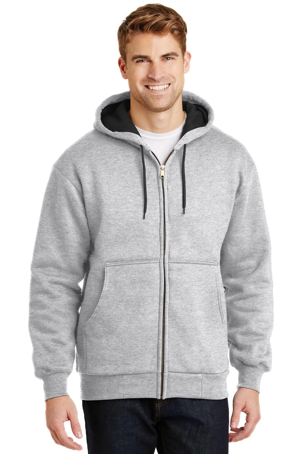 CornerStone® - Heavyweight Full-Zip Hooded Sweatshirt with Thermal Lining.  CS620 - Athletic Heather - 2XL