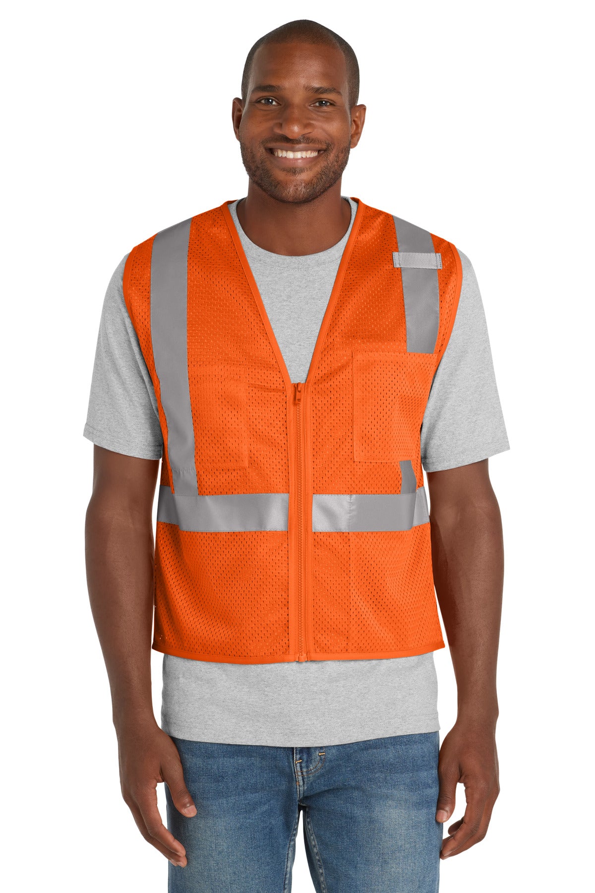 CornerStone ® ANSI 107 Class 2 Mesh Zippered Vest. CSV102 - Safety Orange - 2/3X