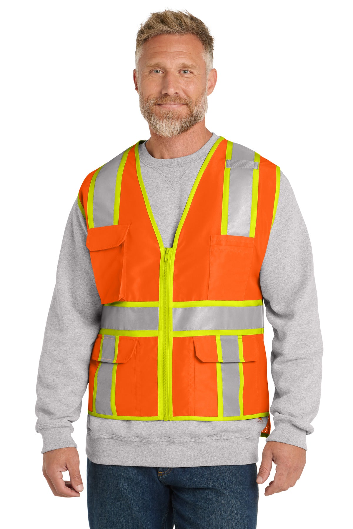 CornerStone ® ANSI 107 Class 2 Surveyor Zippered Two-Tone Vest. CSV105 - Safety Orange - 2/3X