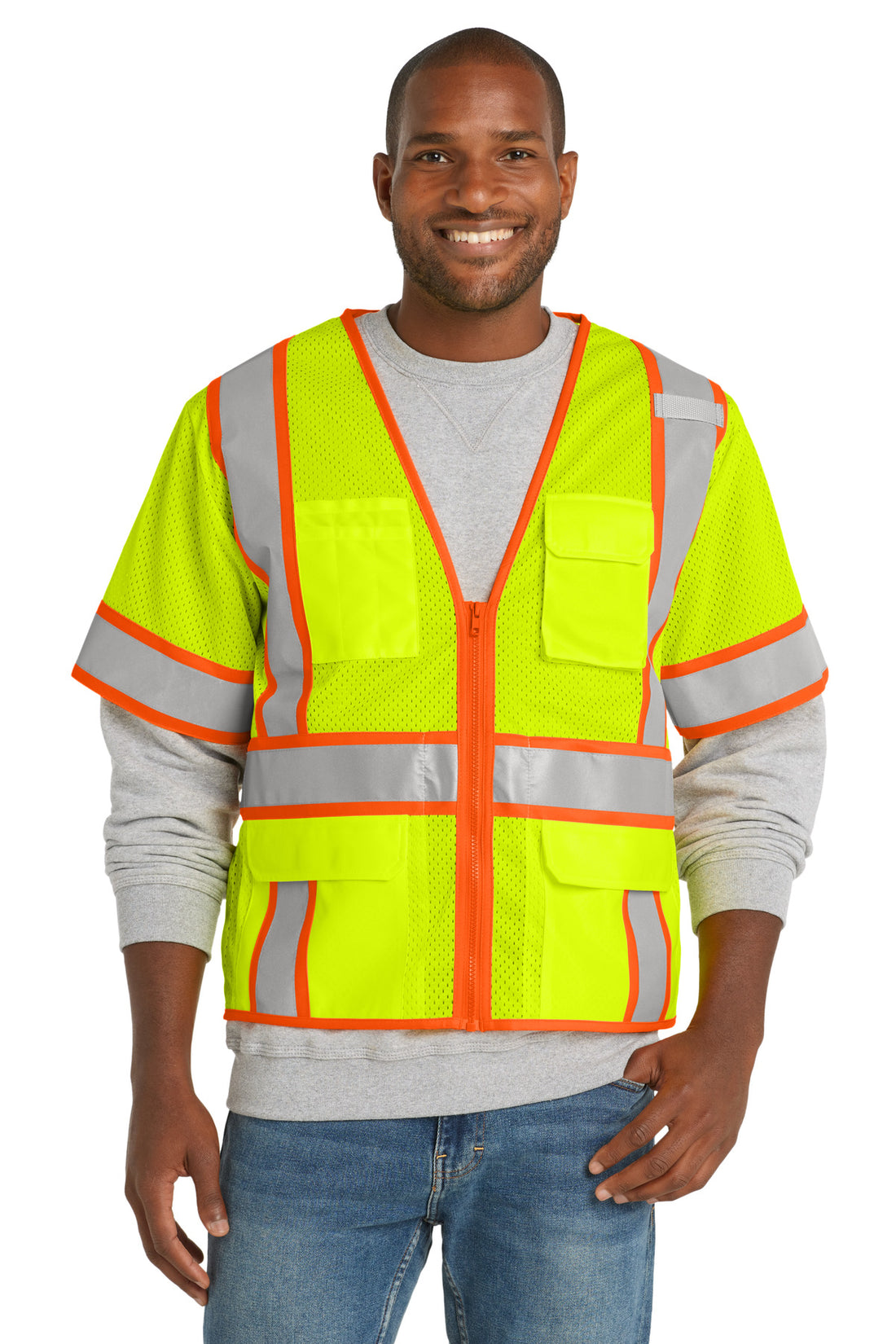 CornerStone ® ANSI 107 Class 3 Surveyor Mesh Zippered Two-Tone Short Sleeve Vest. CSV106 - Safety Yellow - 2XL
