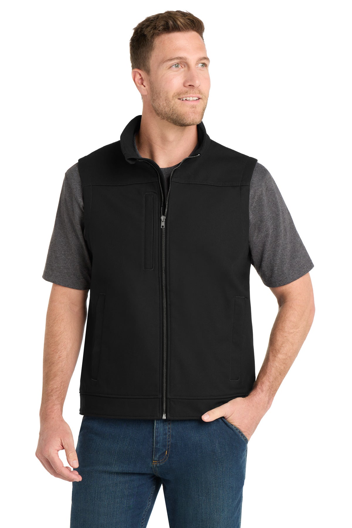 CornerStone® Duck Bonded Soft Shell Vest CSV60 - Black - 2XL