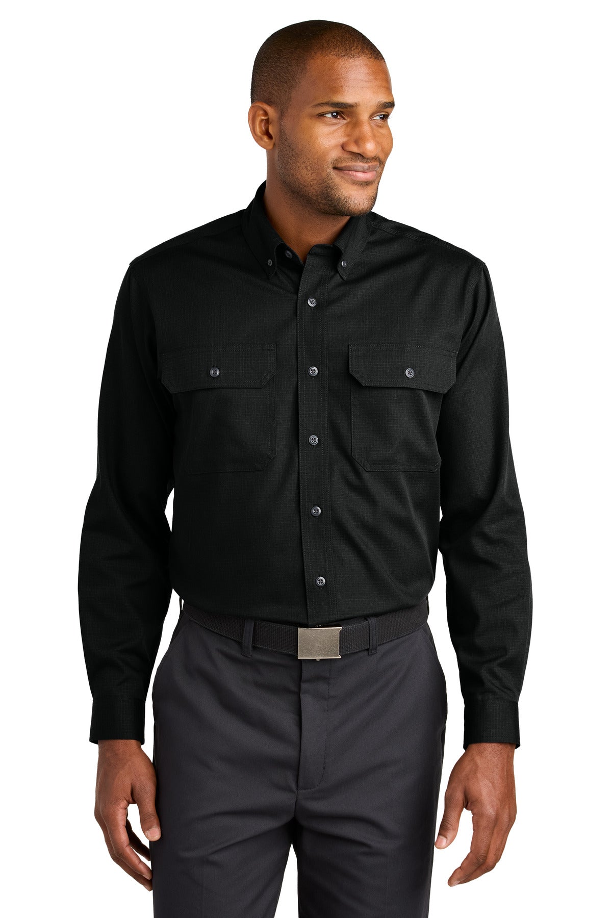 CornerStone® Long Sleeve Select Ripstop Shirt CSW174 - Black - 2XL