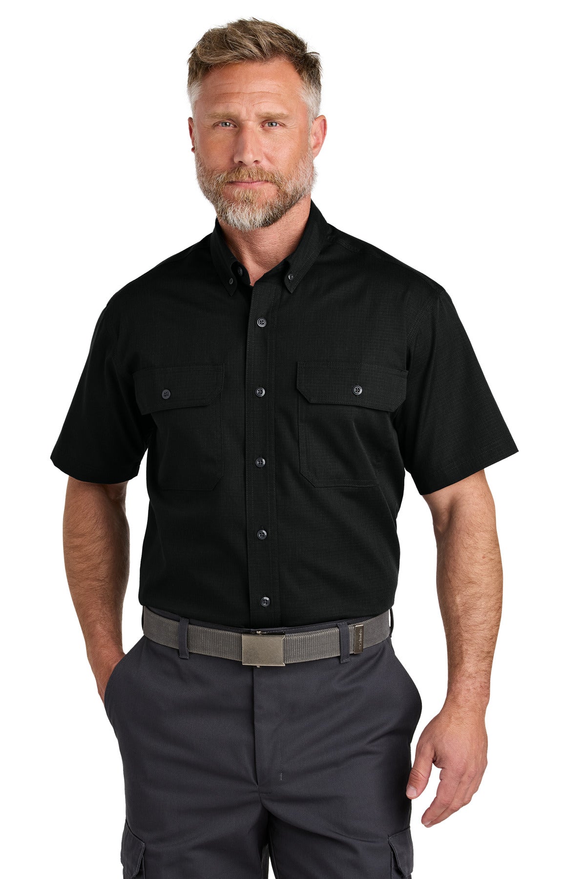 CornerStone® Short Sleeve Select Ripstop Shirt CSW175 - Black - 2XL