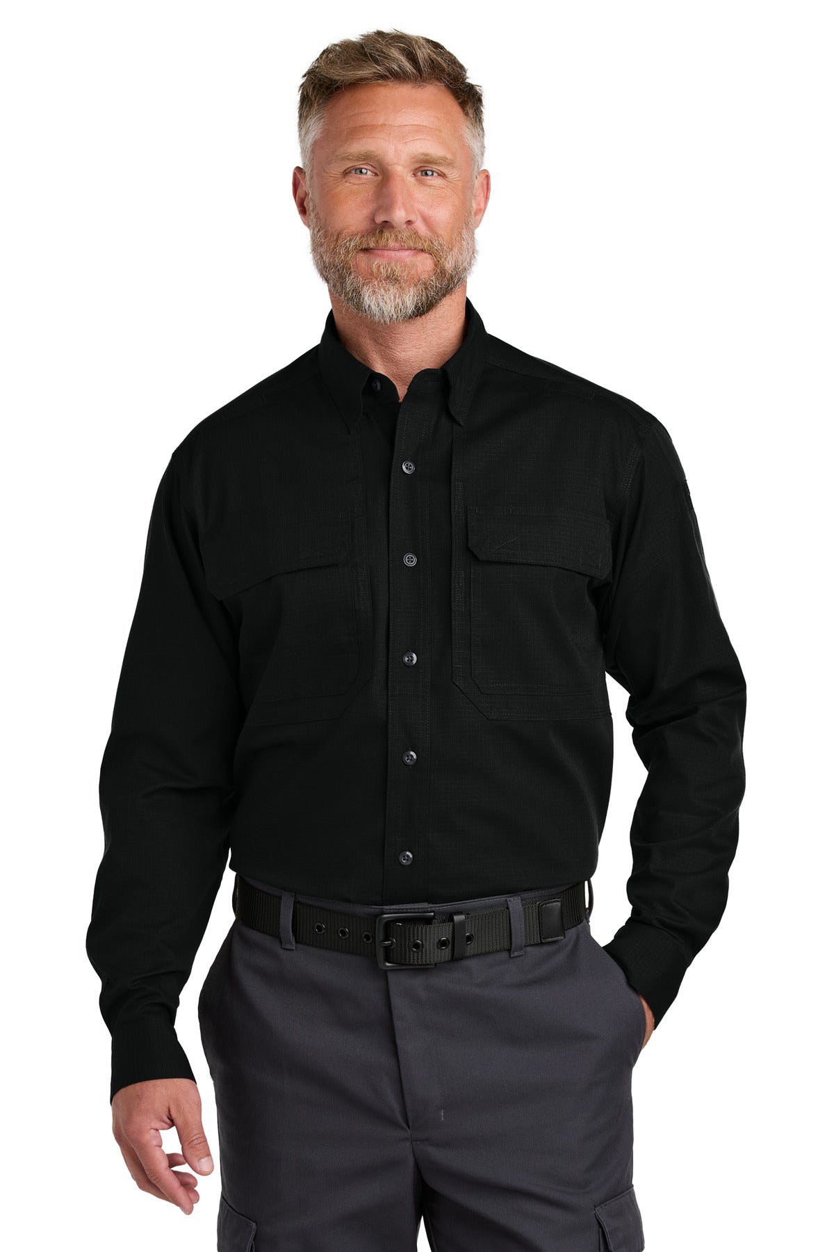 CornerStone® Long Sleeve Select Tactical Shirt CSW176 - Black - 2XL