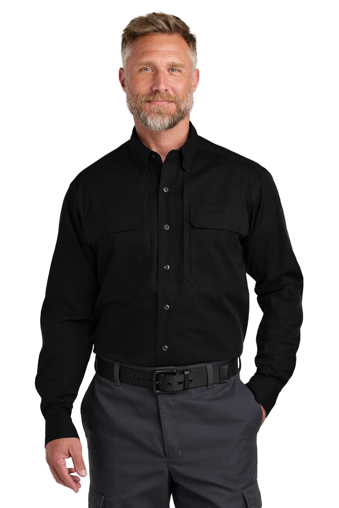CornerStone® Long Sleeve Select Tactical Shirt CSW176 - Black - 2XL