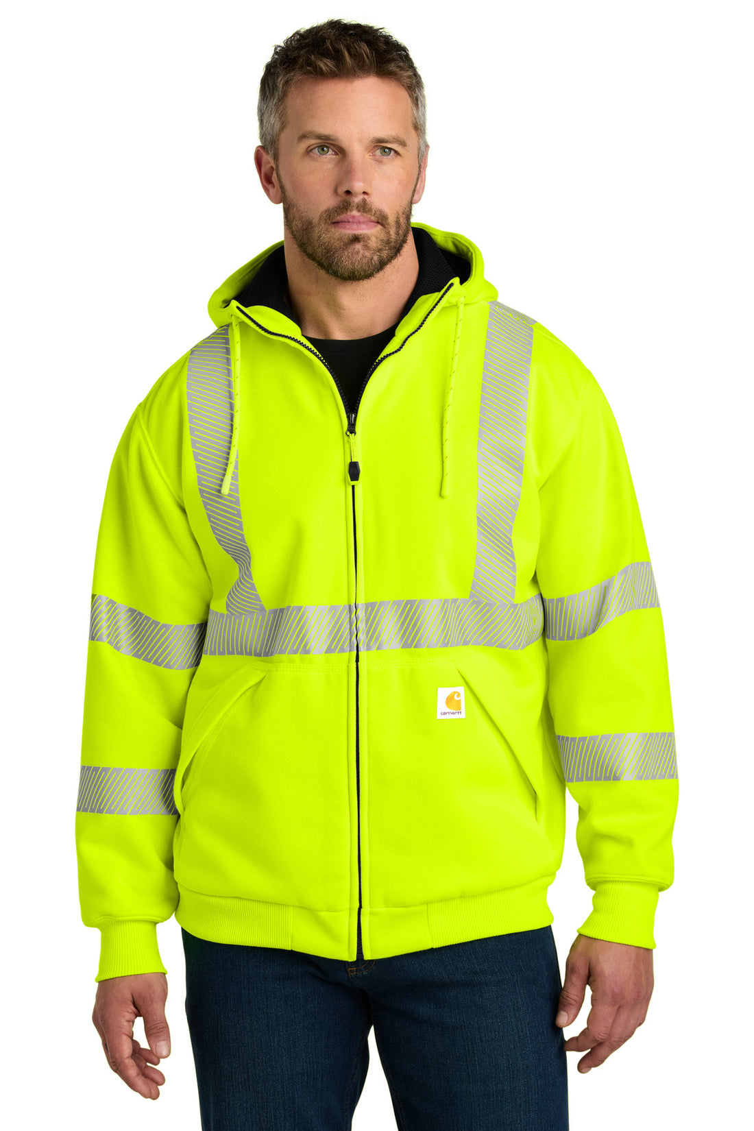 Carhartt® ANSI 107 Class 3 Lined Full-Zip Sweatshirt CT104988 - Brite Lime - 2XL