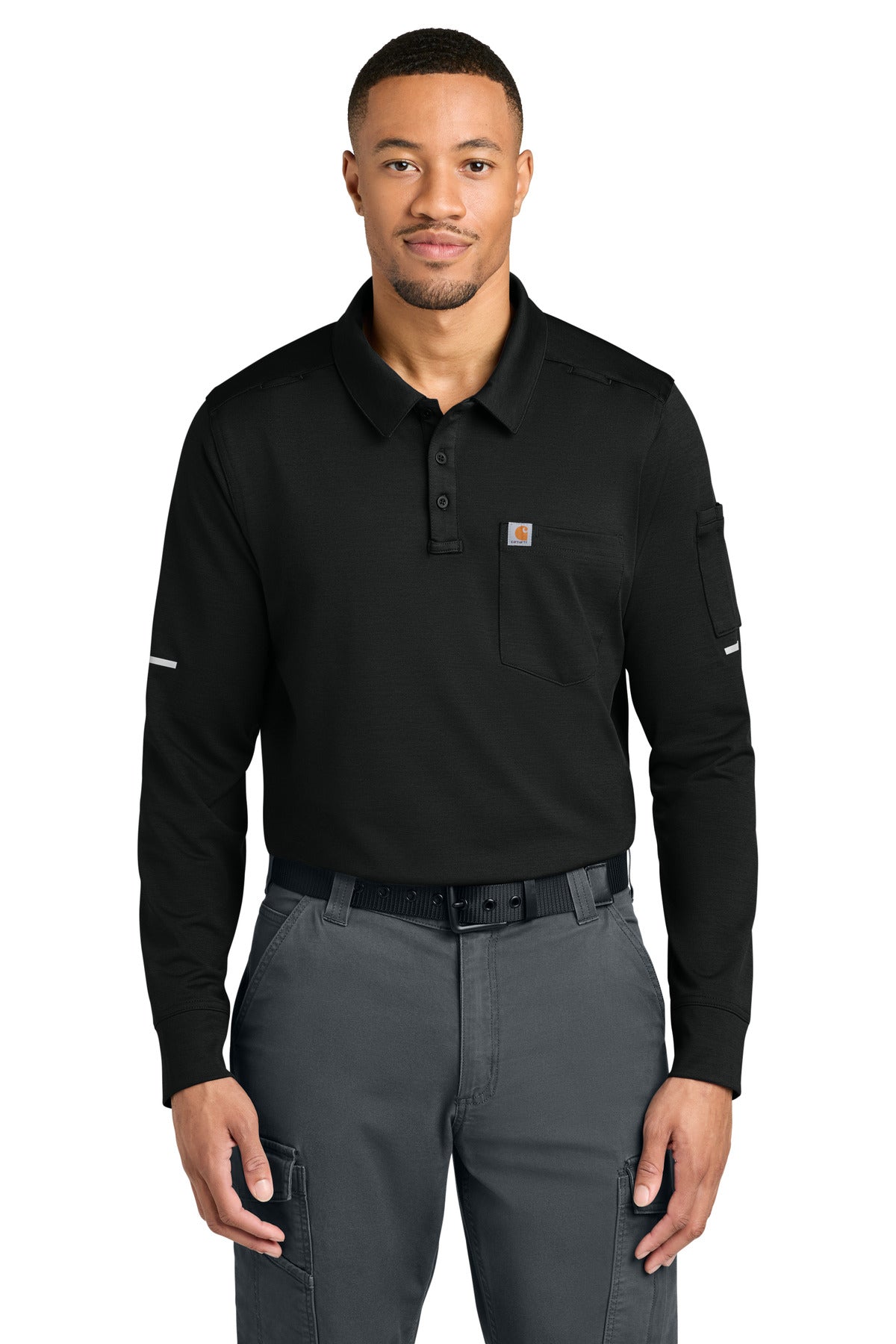 Carhartt® FLD & RSCU Long Sleeve Polo CTC16129 - Black - 2XL