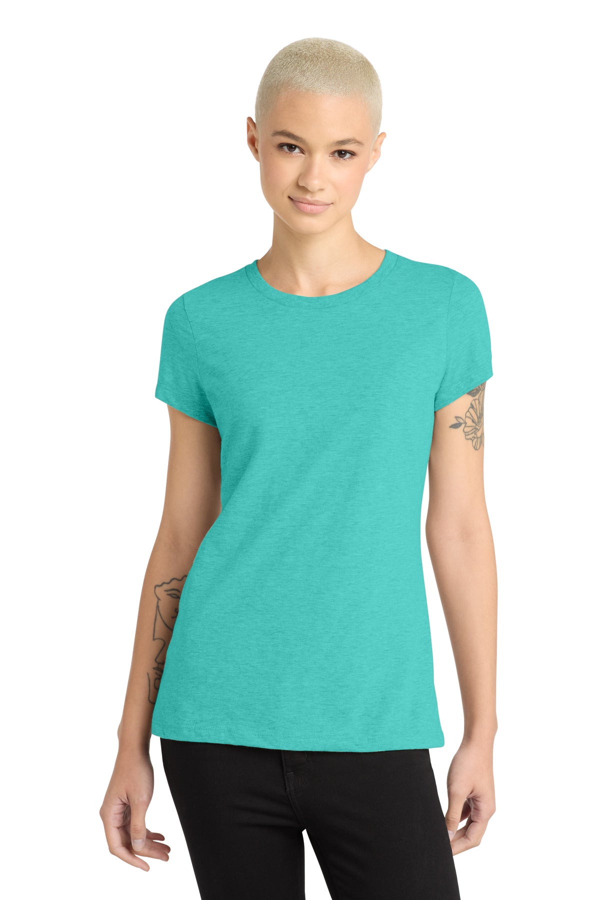 District ® Women's Perfect Blend® CVC Tee. DM108L - Aqua Heather - 3XL