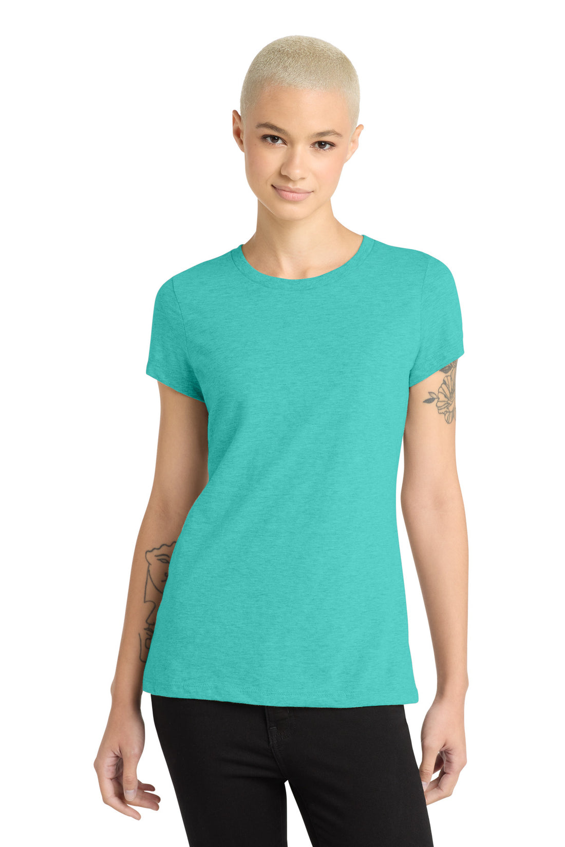 District ® Women's Perfect Blend® CVC Tee. DM108L - Aqua Heather - 3XL