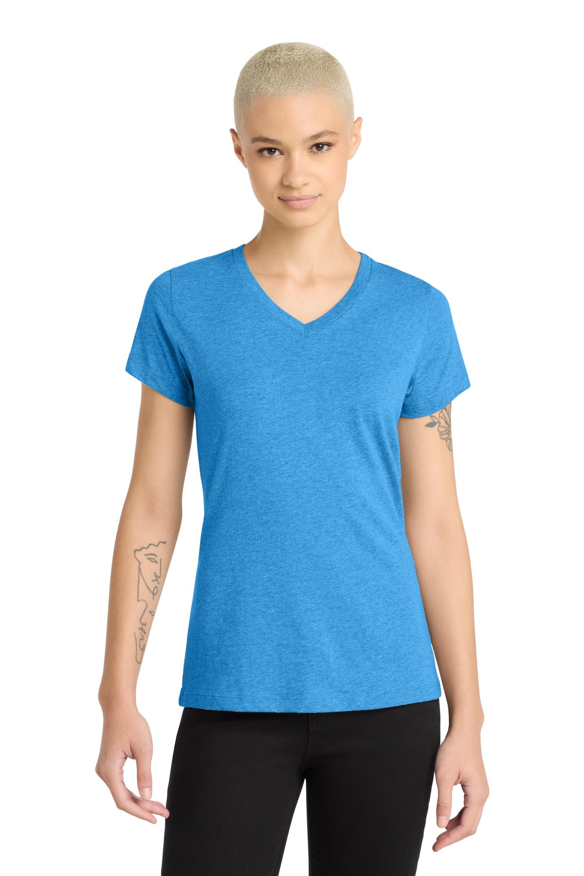 District® Women's Perfect Blend® CVC V-Neck Tee. DM1190L