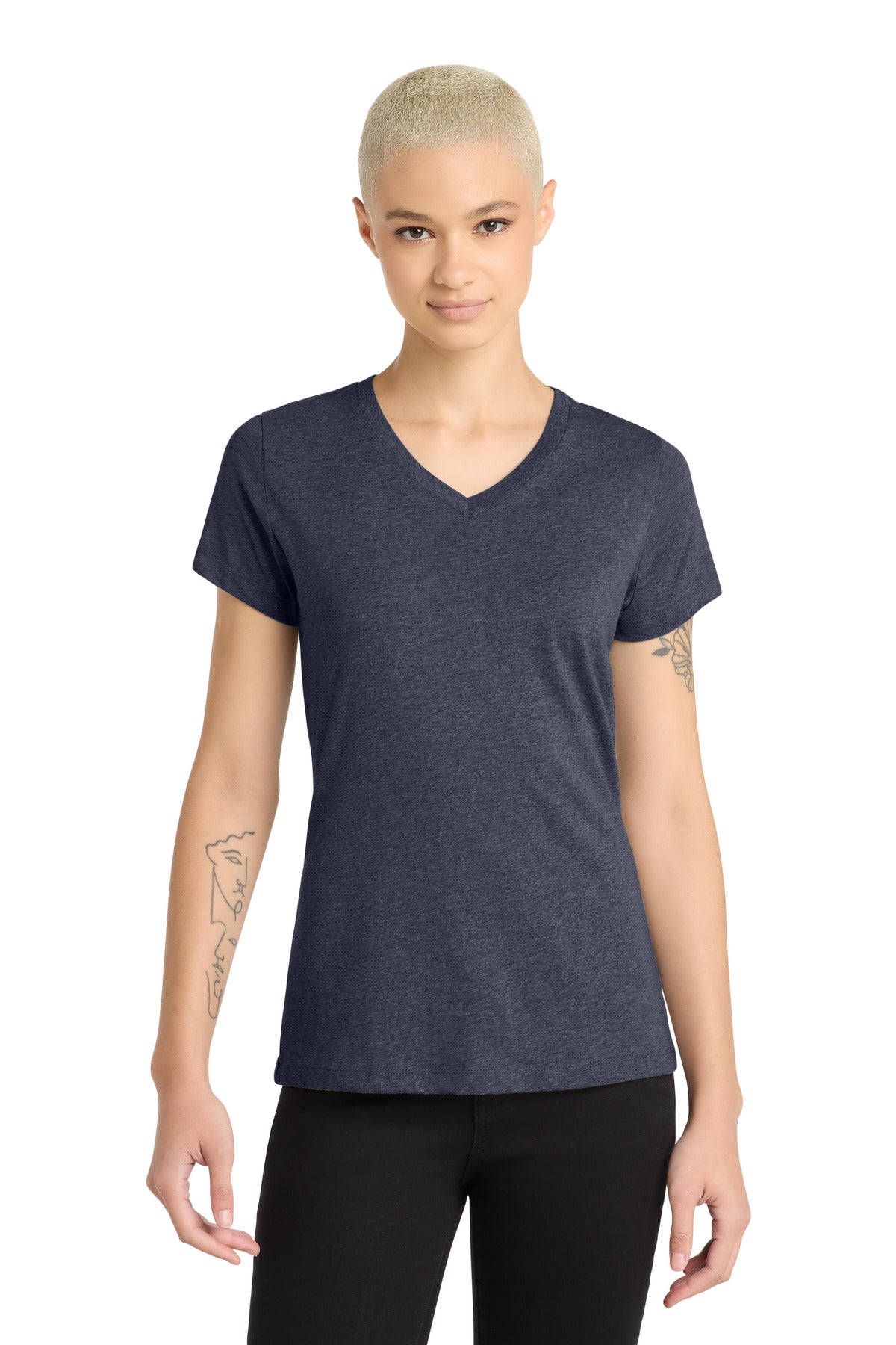 District® Women's Perfect Blend® CVC V-Neck Tee. DM1190L