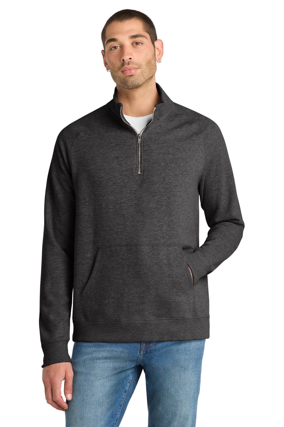 District® Lightweight Fleece 1/4-Zip. DM392 - Heathered Black - 2XL