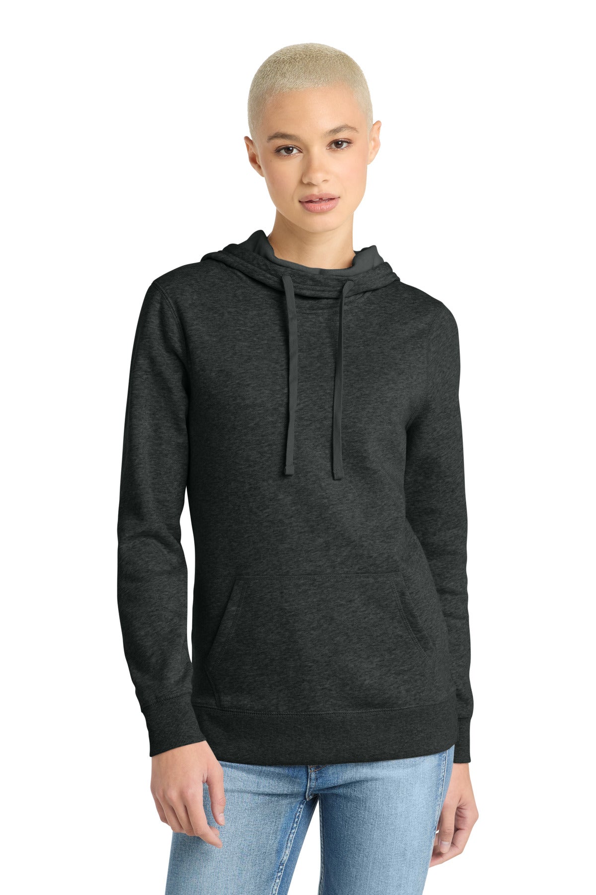 District ® Women's Lightweight Fleece Hoodie. DM493 - Heathered Black - XS