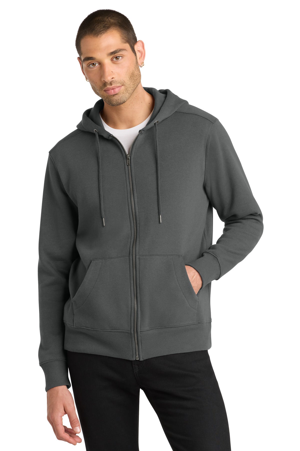 District ® Perfect Weight ® Fleece Full-Zip Hoodie DT1103 - Charcoal - 2XL