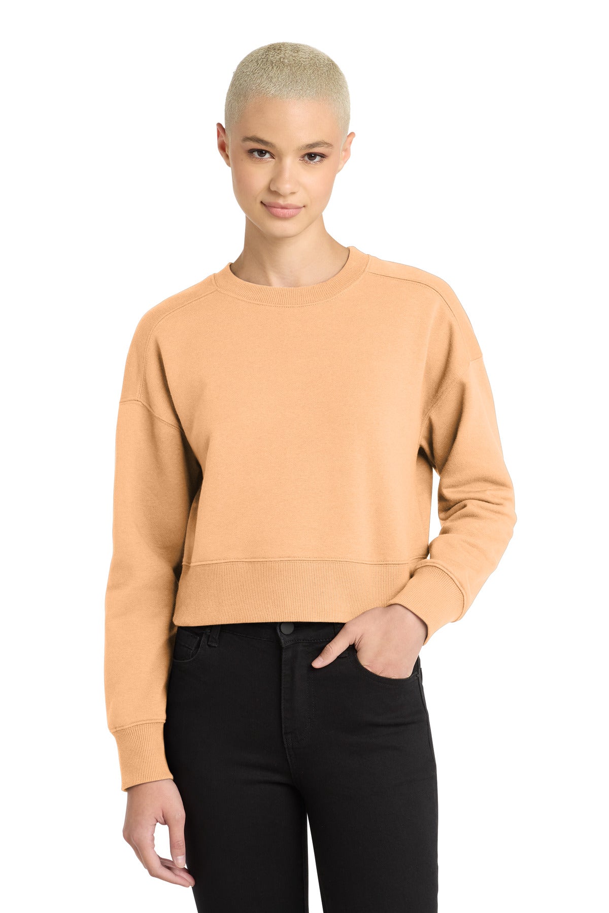District ® Women's Perfect Weight ® Fleece Cropped Crew DT1105 - Apricot - 3XL