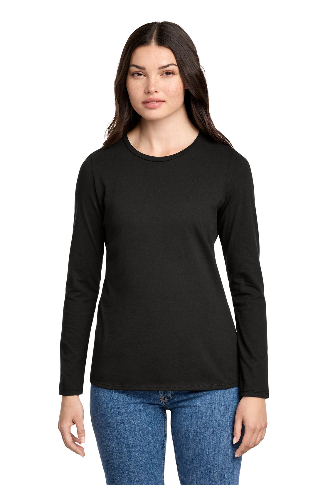 District® Women's Perfect Blend® CVC Long Sleeve Tee DT110 - Black - 3XL