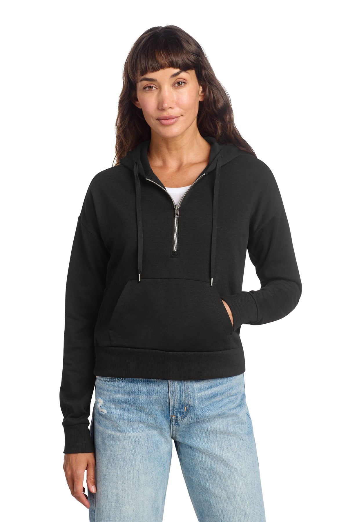 District® Women's Perfect Tri® Fleece 1/2-Zip Pullover DT1311 - Black - 3XL
