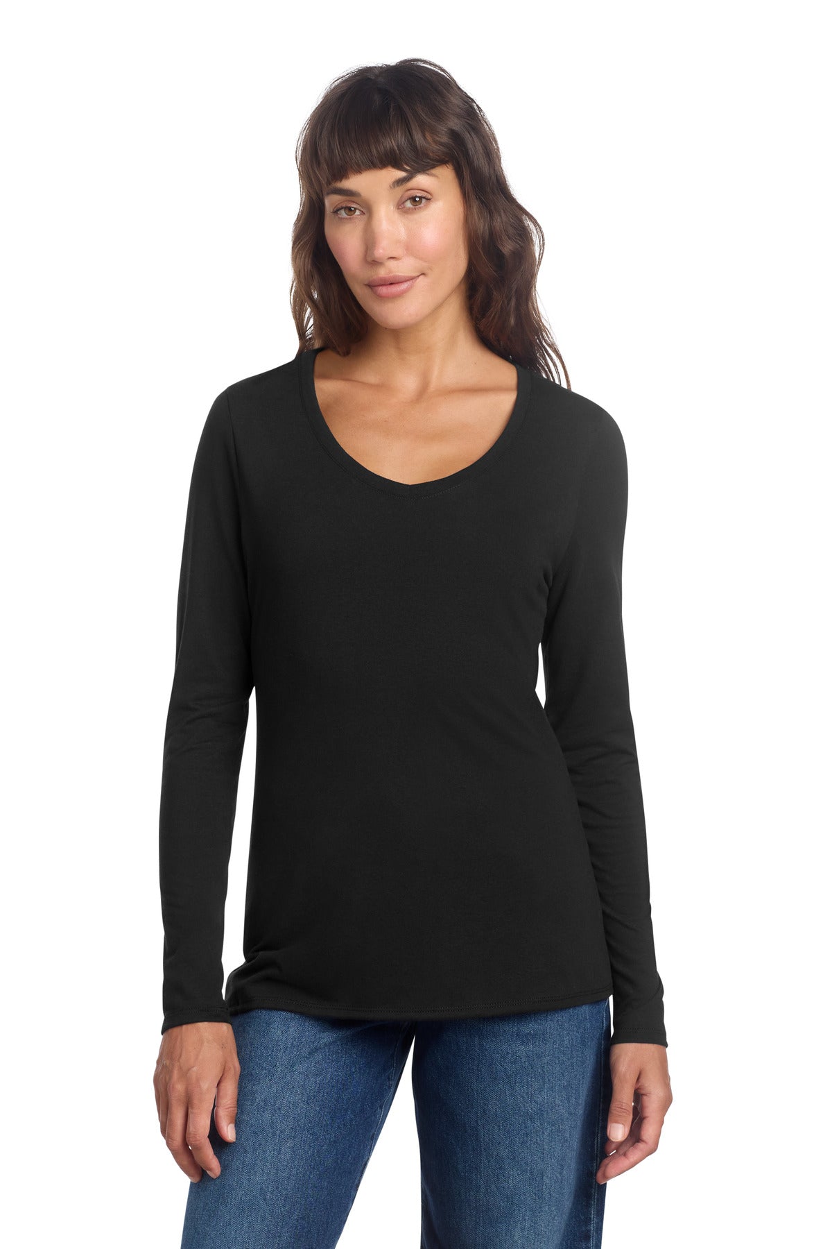 District® Women's Perfect Tri® Long Sleeve V-Neck Tee DT135 - Black - 3XL