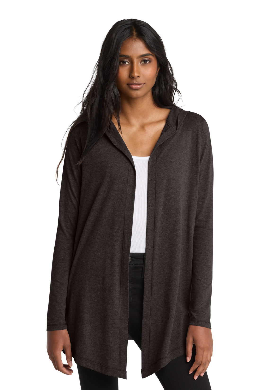 District ® Women's Perfect Tri ® Hooded Cardigan. DT156 - Black Frost - XS