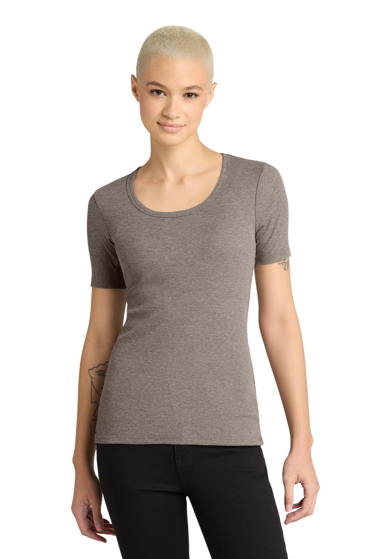 District® Women's V.I.T.Rib Scoop Neck Tee DT6020 - Grey Frost - XS