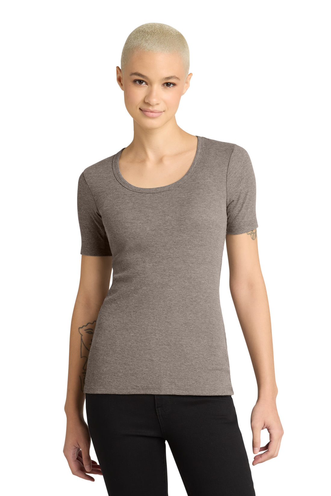 District® Women's V.I.T.Rib Scoop Neck Tee DT6020 - Grey Frost - XS