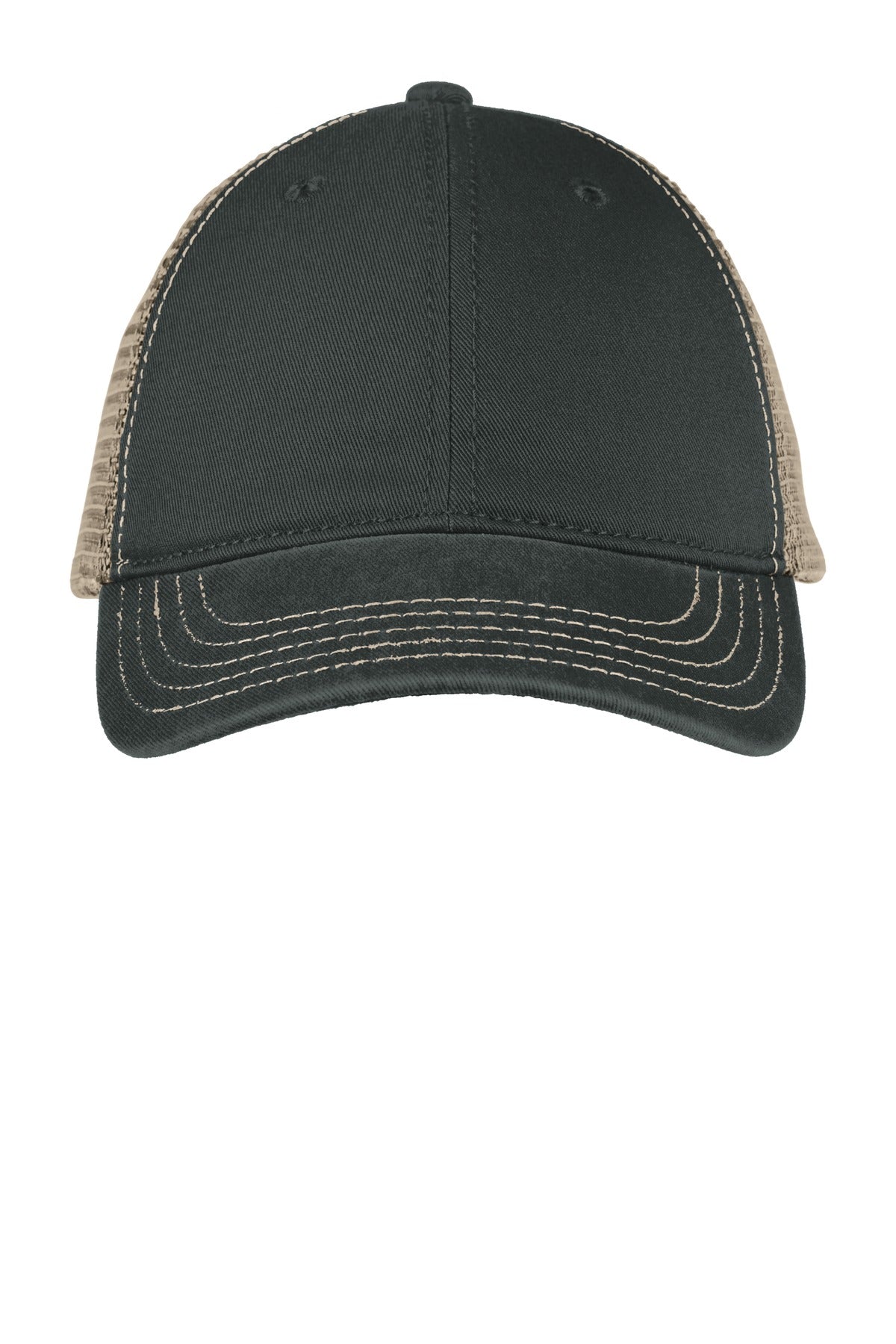 District® Super Soft Mesh Back Cap. DT630 - Black/ Khaki - OSFA