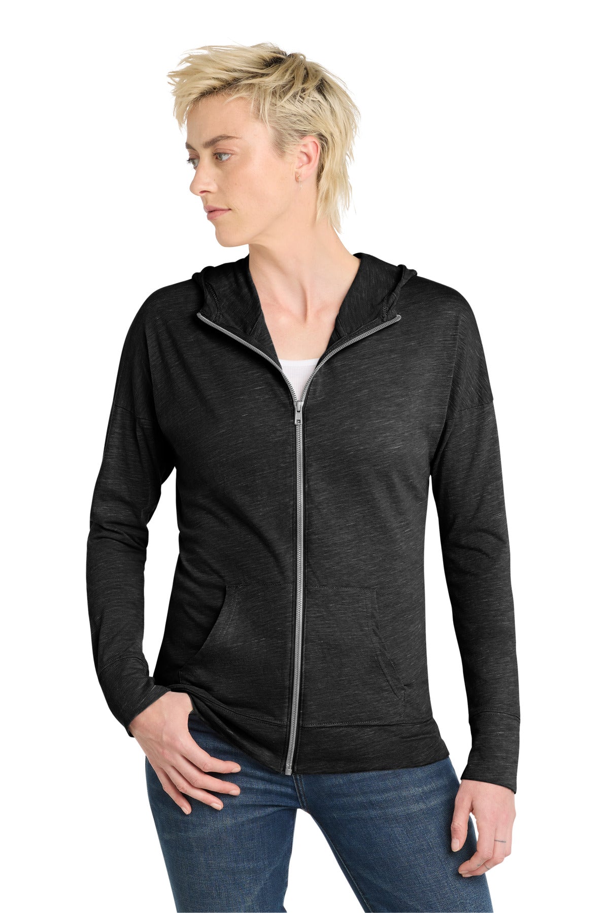 District ® Women's Medal Full-Zip Hoodie. DT665 - Black - XS