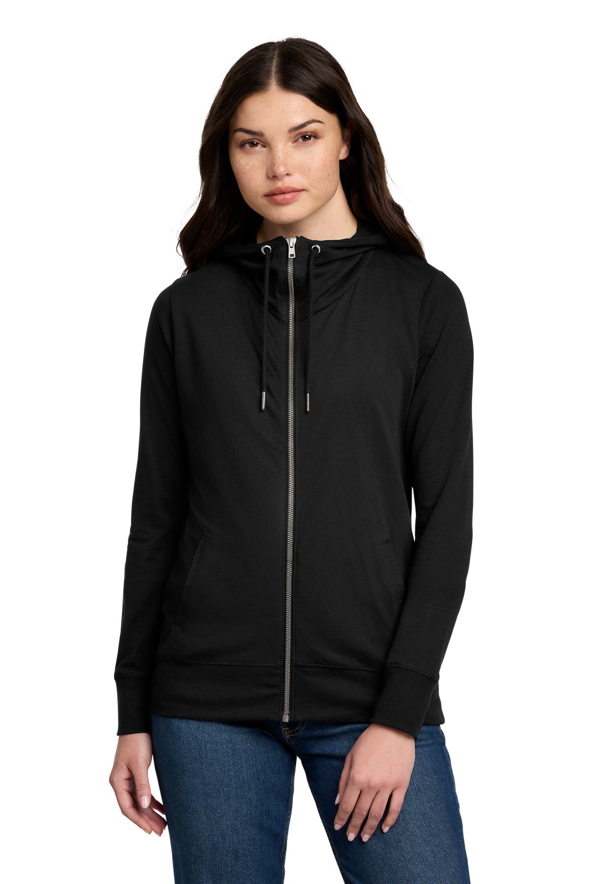 District® Women's Featherweight French Terry Full-Zip Hoodie DT673 - Black - 3XL
