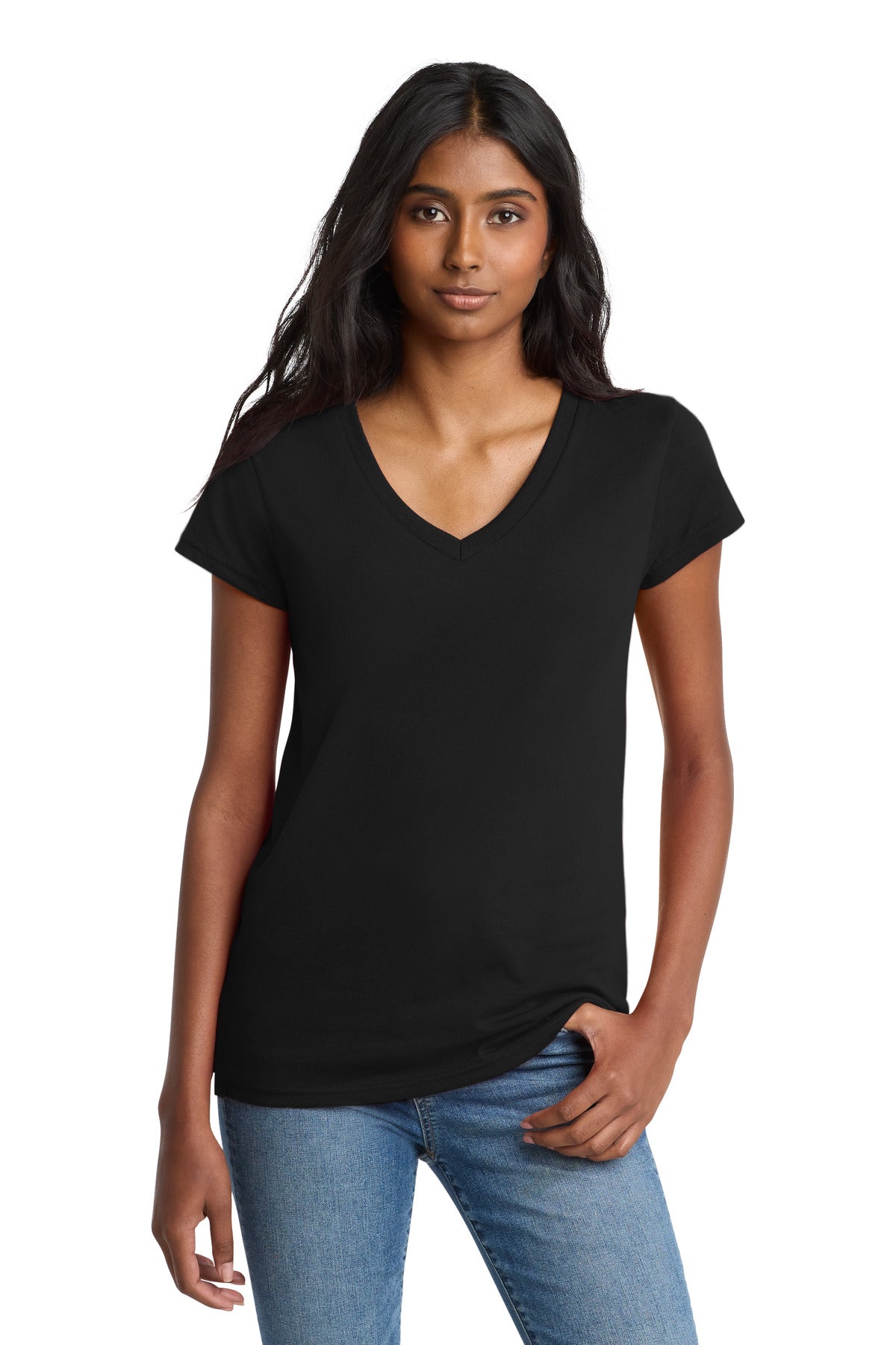 District ® Women's Re-Tee  V-Neck DT8001 - Black - XS